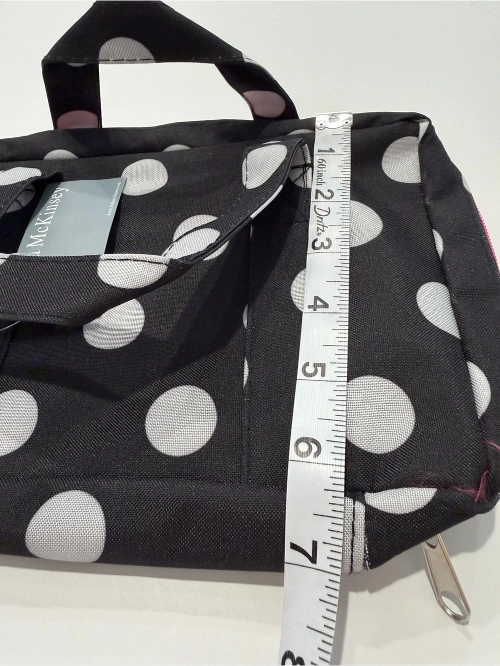 Bella McKinsey Black Polka Dot w Pink Zipper Mini Travel Bag cosmetic bag NWT